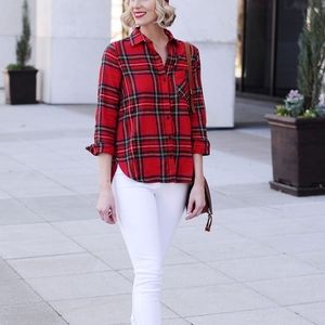 Raph and Lauren Women's Casual Plaid Lapel Neck Loose Blouse Tops T-Shirts Size